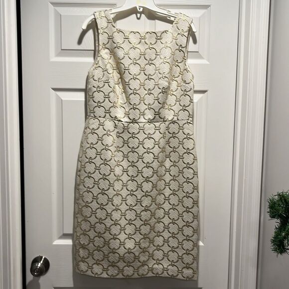 NWT Talbots Women’s Sleeveless Metallic Gold Link Dress Size 8. - Picture 1 of 9